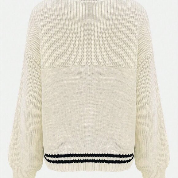 Casual Women's fun print Vneck Knit sweater - Picture 4 of 7